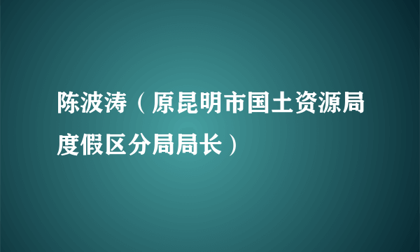 陈波涛（原昆明市国土资源局度假区分局局长）