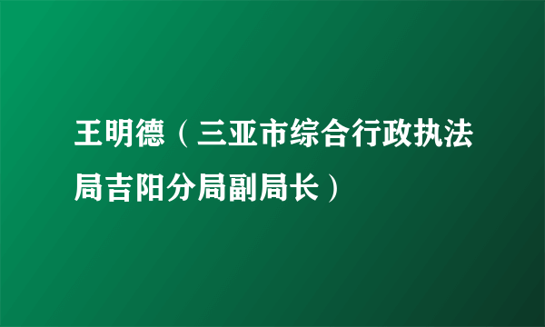 王明德（三亚市综合行政执法局吉阳分局副局长）