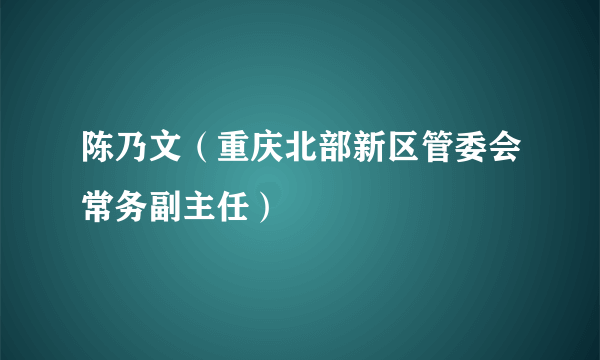 陈乃文（重庆北部新区管委会常务副主任）