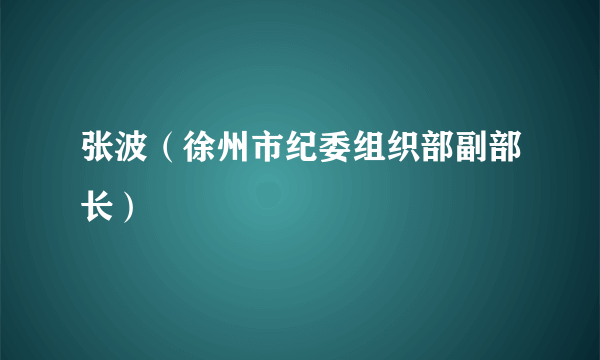 张波（徐州市纪委组织部副部长）