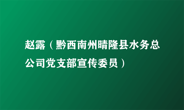 赵露（黔西南州晴隆县水务总公司党支部宣传委员）