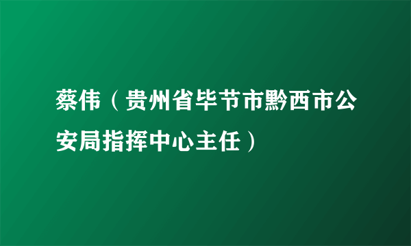 蔡伟（贵州省毕节市黔西市公安局指挥中心主任）