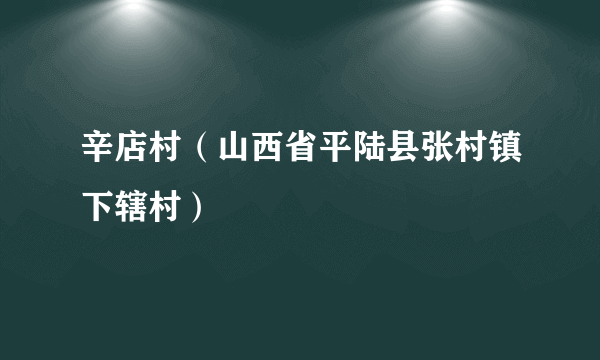 辛店村（山西省平陆县张村镇下辖村）