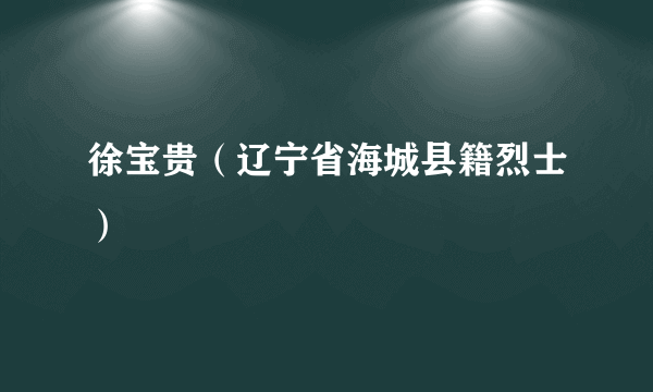 徐宝贵（辽宁省海城县籍烈士）