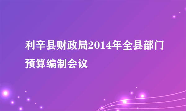 利辛县财政局2014年全县部门预算编制会议