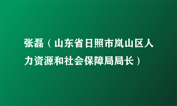 张磊（山东省日照市岚山区人力资源和社会保障局局长）