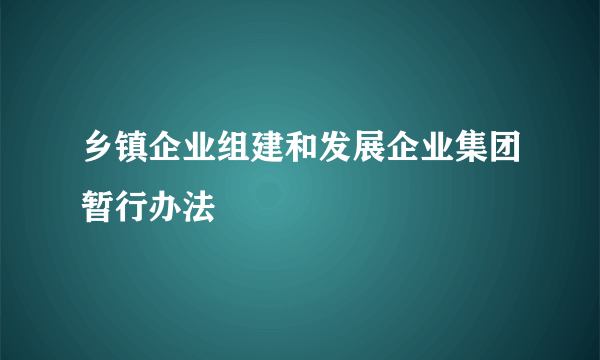 乡镇企业组建和发展企业集团暂行办法