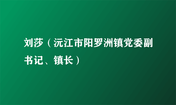 刘莎（沅江市阳罗洲镇党委副书记、镇长）