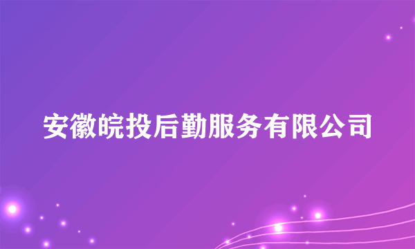 安徽皖投后勤服务有限公司