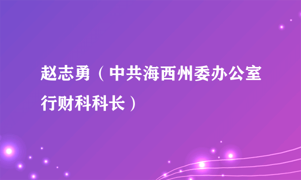 赵志勇（中共海西州委办公室行财科科长）