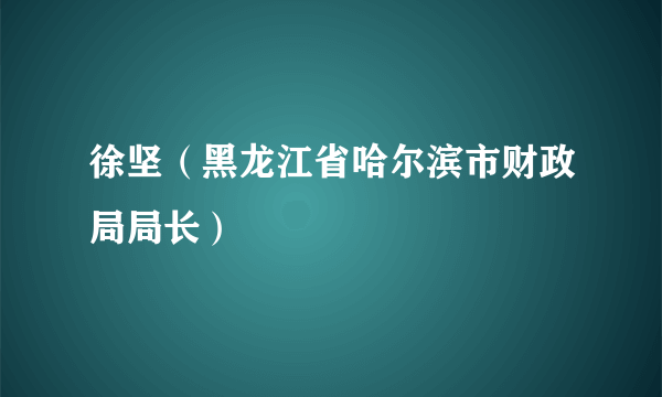 徐坚（黑龙江省哈尔滨市财政局局长）