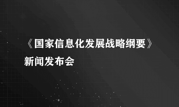 《国家信息化发展战略纲要》新闻发布会