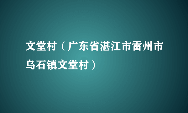 文堂村（广东省湛江市雷州市乌石镇文堂村）