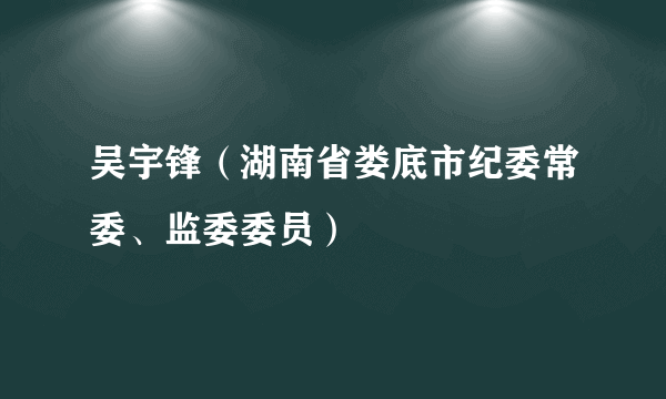 吴宇锋（湖南省娄底市纪委常委、监委委员）