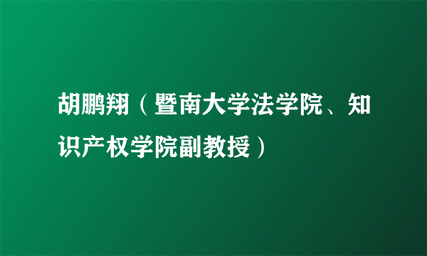 胡鹏翔（暨南大学法学院、知识产权学院副教授）