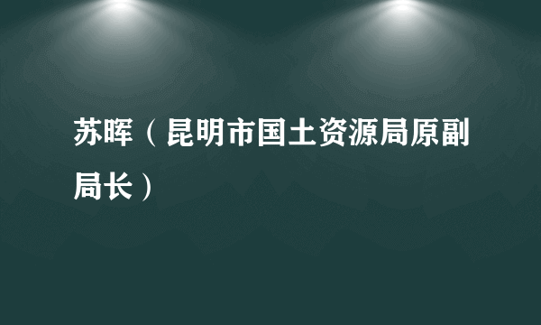 苏晖（昆明市国土资源局原副局长）