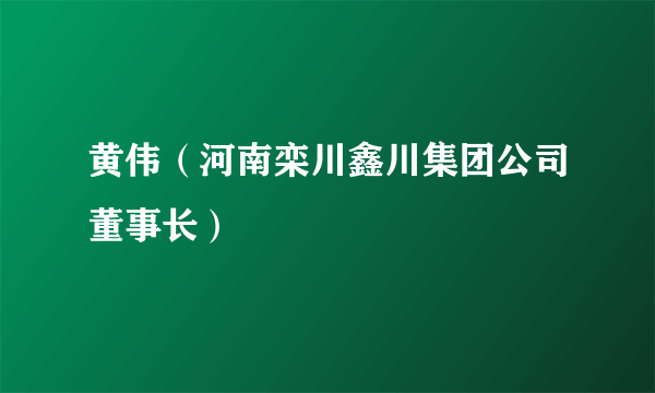 黄伟（河南栾川鑫川集团公司董事长）