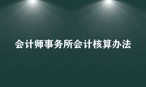 会计师事务所会计核算办法