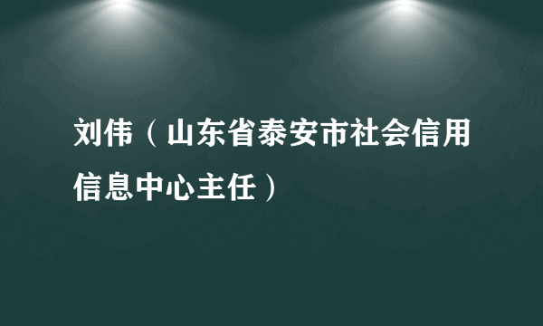 刘伟（山东省泰安市社会信用信息中心主任）