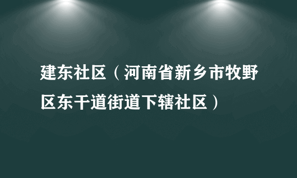 建东社区（河南省新乡市牧野区东干道街道下辖社区）