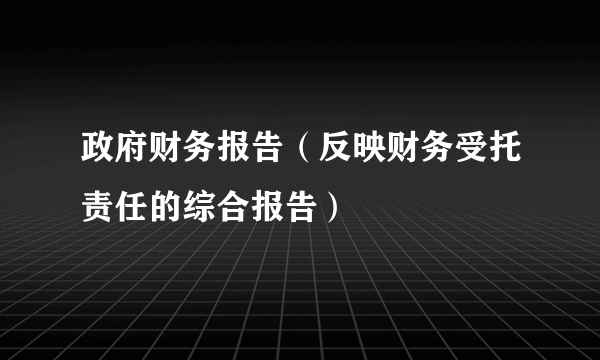 政府财务报告（反映财务受托责任的综合报告）