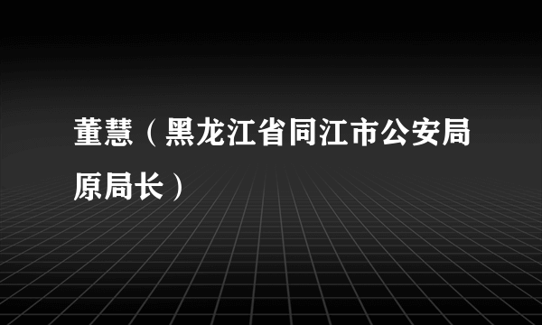 董慧（黑龙江省同江市公安局原局长）