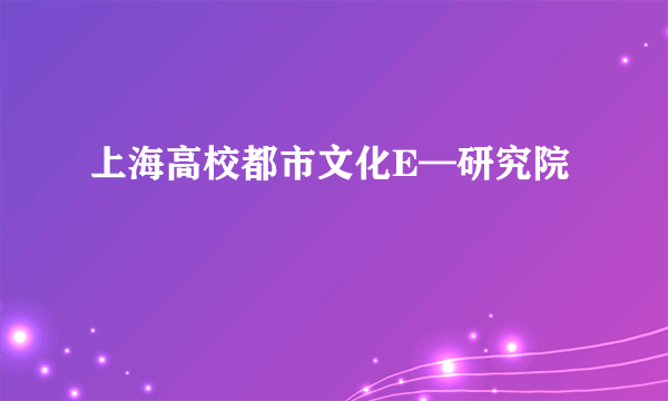 上海高校都市文化E—研究院