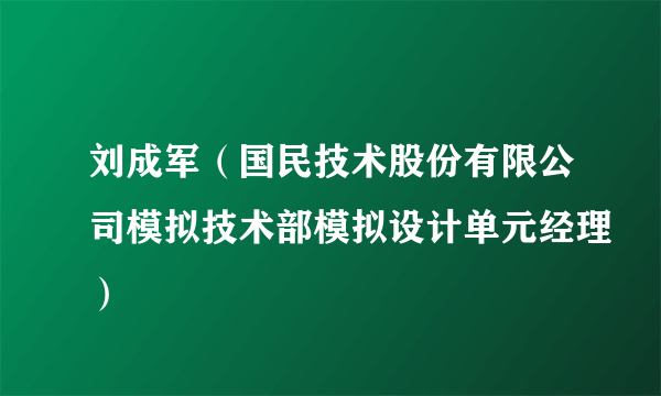 刘成军（国民技术股份有限公司模拟技术部模拟设计单元经理）