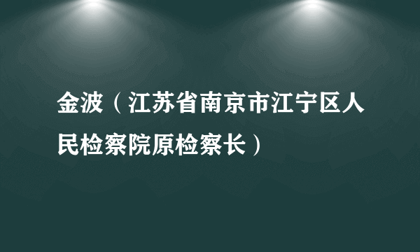 金波（江苏省南京市江宁区人民检察院原检察长）